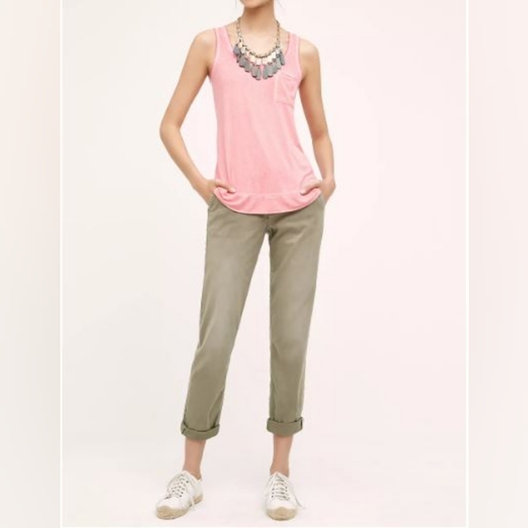 Pilcro Pants - Pilcro and the Letterpress Light Green Hyphen Low-Rise Boyfriend Chinos-Size 28P